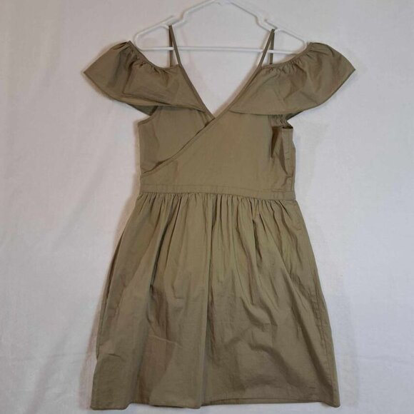 Madewell Khaki Cold-Shoulder‎ Ruffle Dress in Khaki Size 6 Womens - Picture 2 of 13